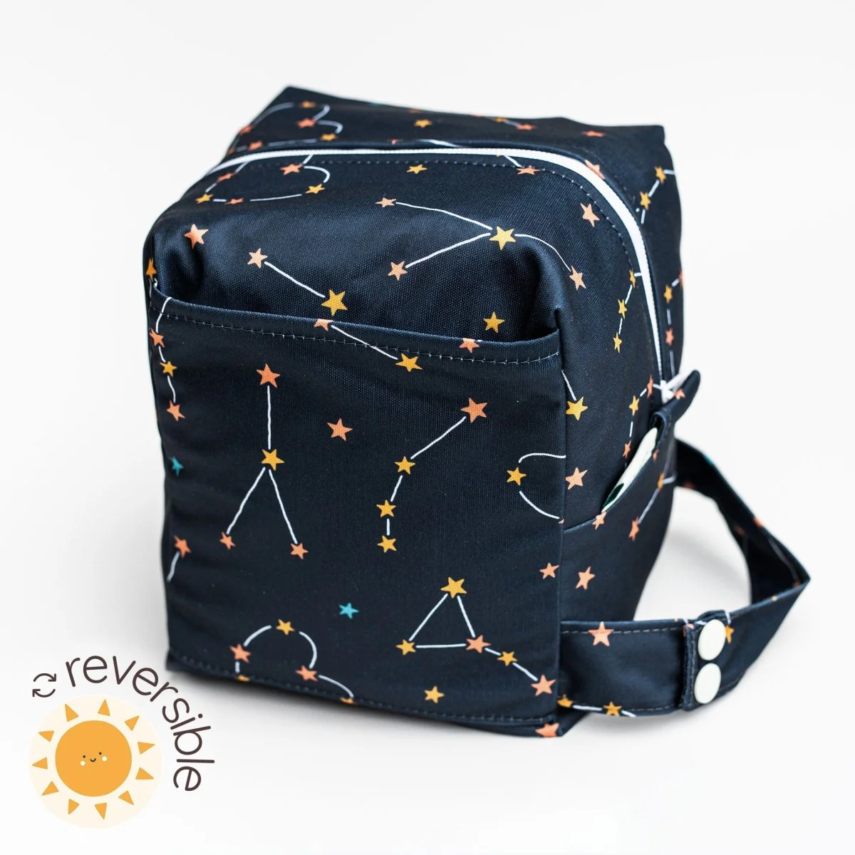 Reversible Mini Storage Travel Cube Diaper Pod with Exterior Storage Pocket - Image 3