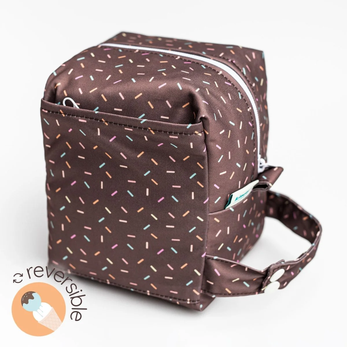 Reversible Mini Storage Travel Cube Diaper Pod with Exterior Storage Pocket - Image 5