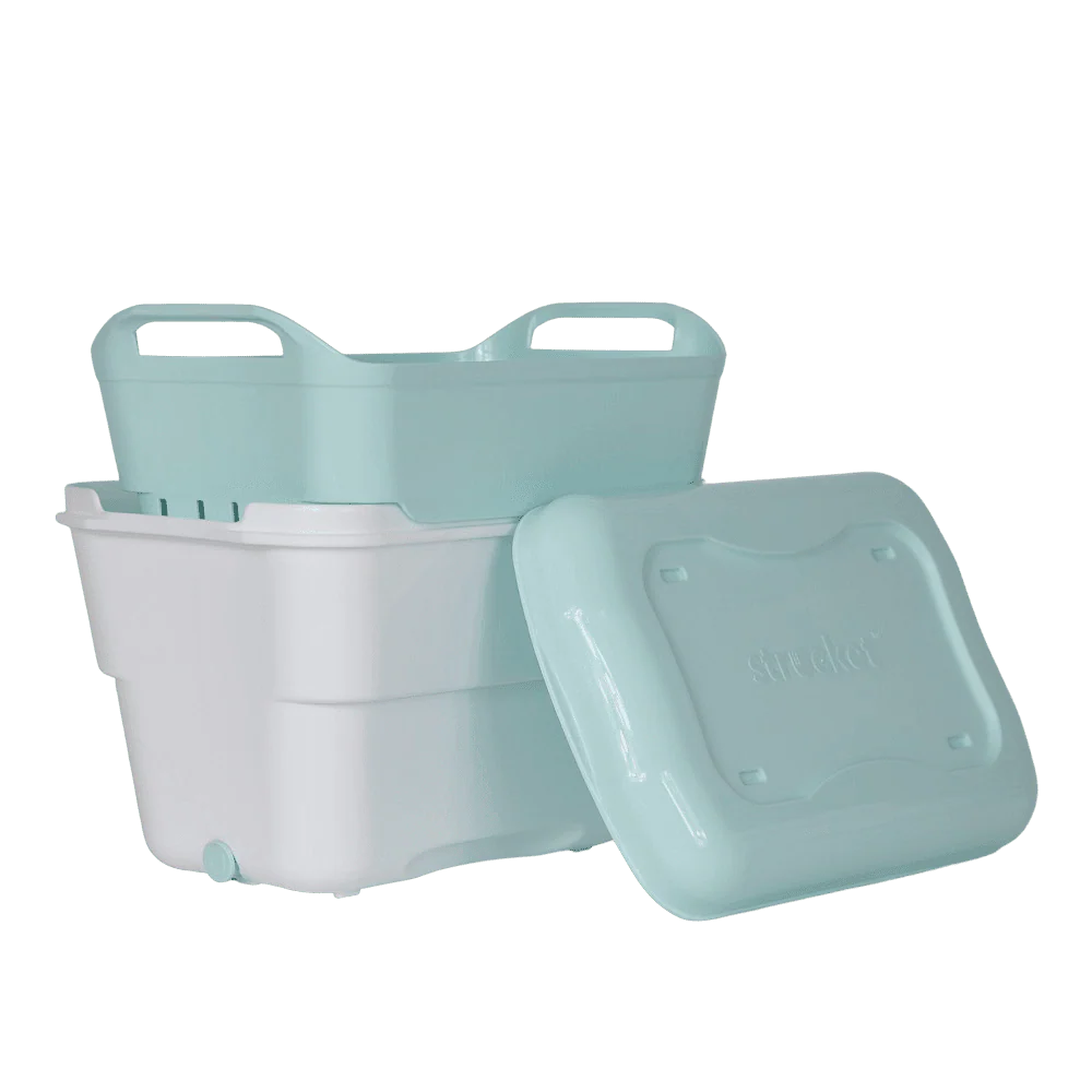 Mini Strucket Interlocking Strainer Bucket with Plug and Lid
