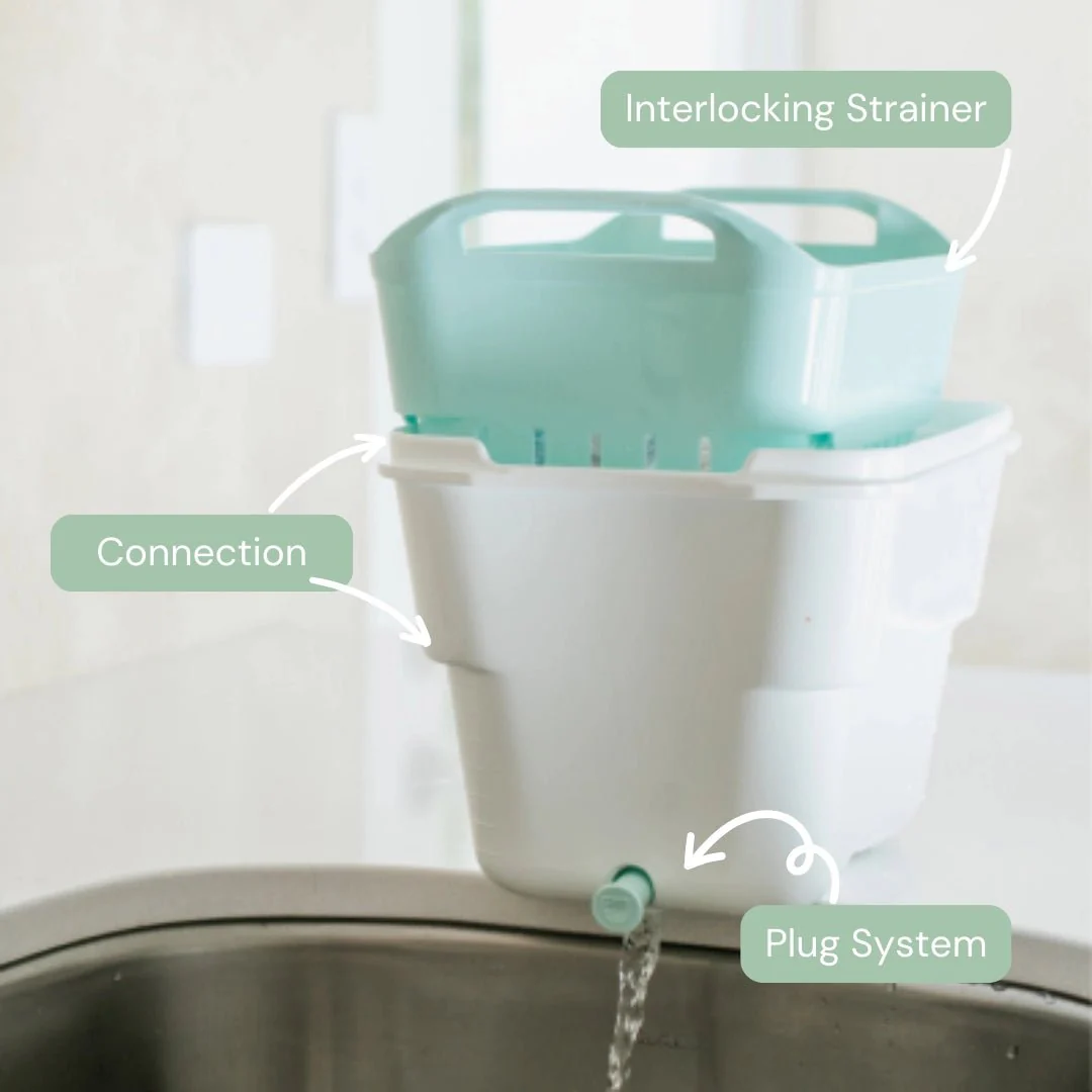 Mini Strucket Interlocking Strainer Bucket with Plug and Lid - Image 2