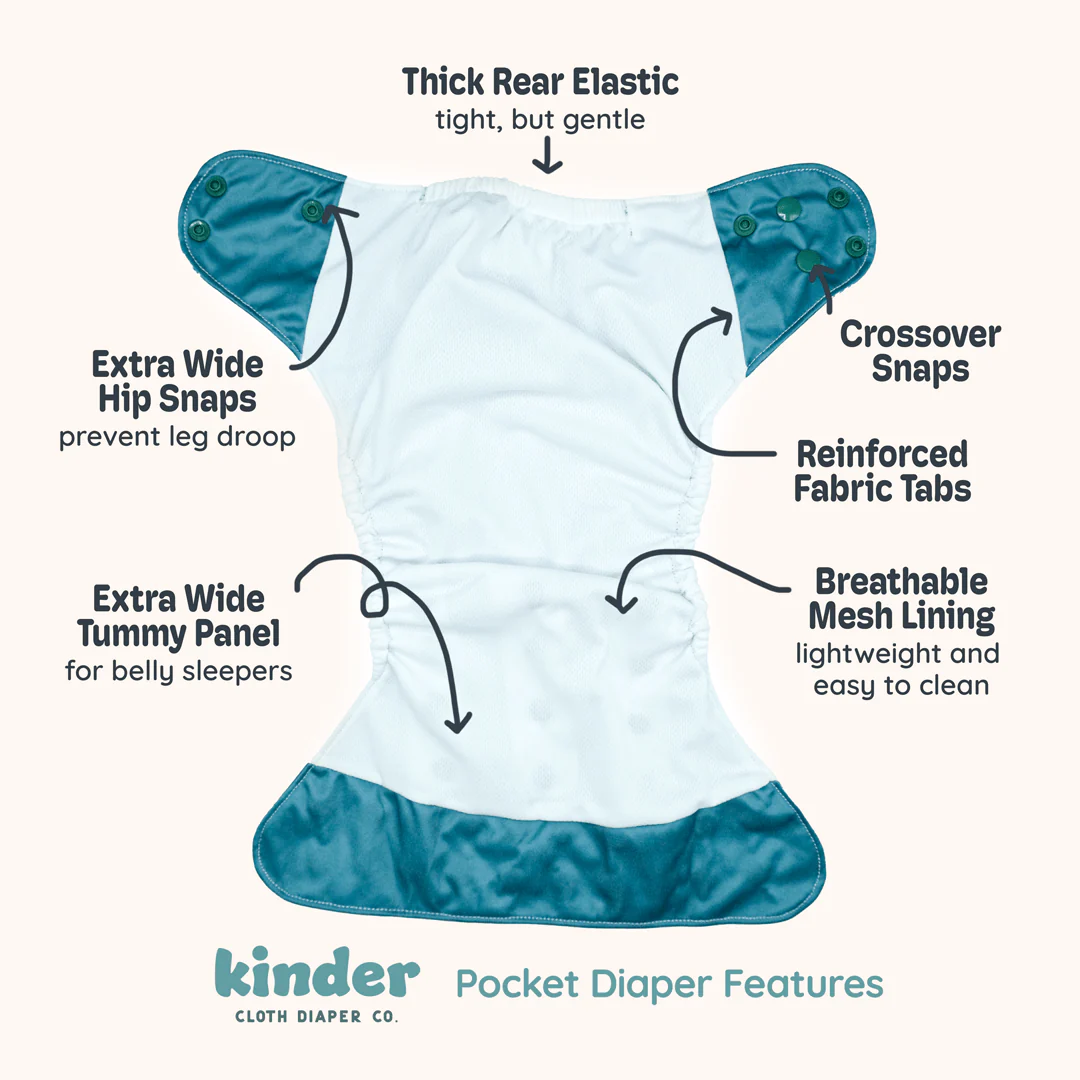 Solid Color: Essentials Pocket Cloth Diaper with Athletic Wicking Jersey, Grows with your Baby - Image 20